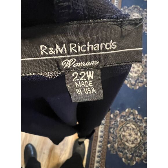R & M Richard’s Plus Size Sheer Navy blue Beaded Evening Jacket 22W - Picture 7 of 9